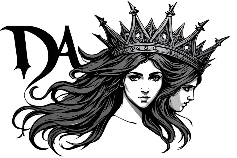 Athena Art Logo With Her Long Hair And Crown On Head