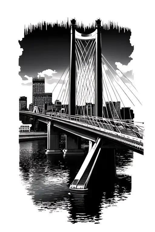 Boston Zakim Bridge With Skyline Made