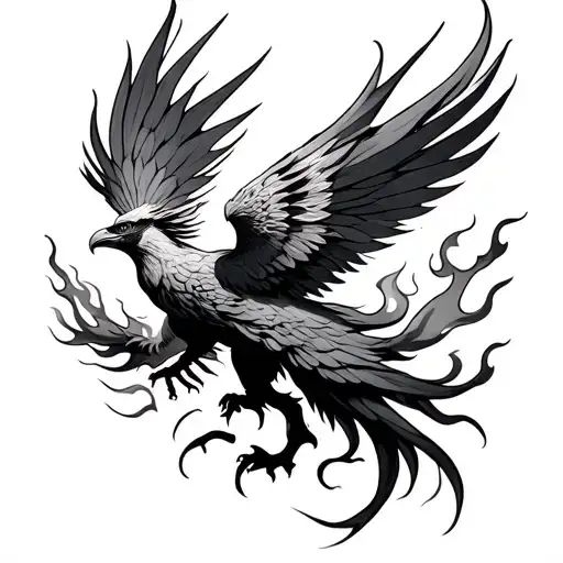 Phoenix Rising With Flames Forminguscle Fibers
