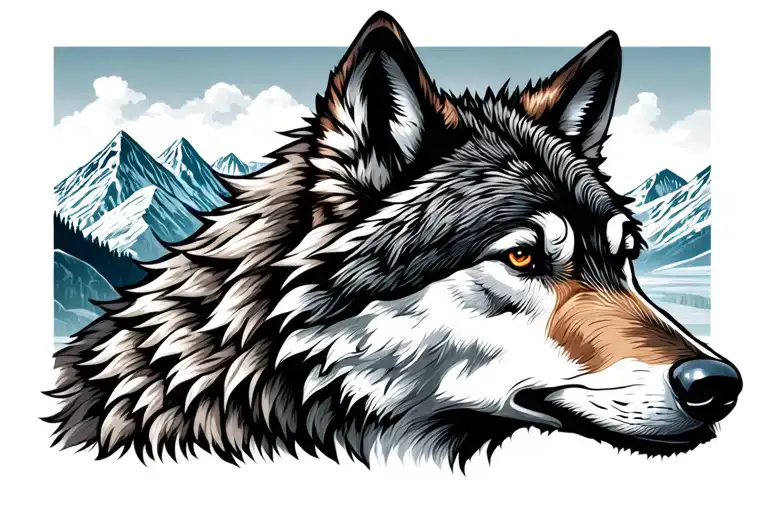 Wolf With Mountains In The Background