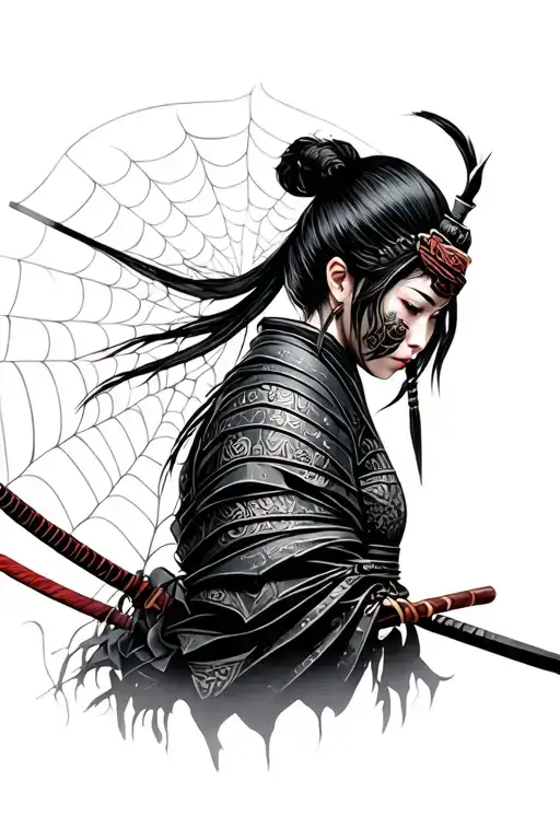 Female Samurai Made Of Cobweb