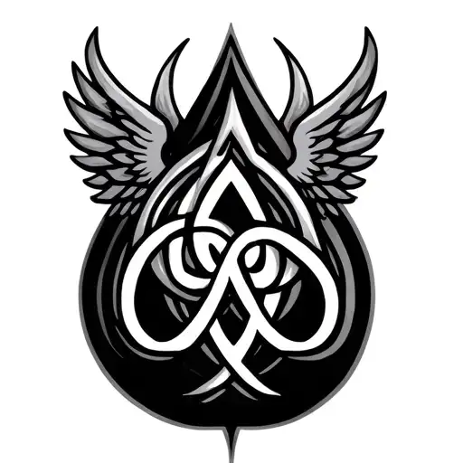 The Letters With A Celtic Weaving With Wings Are Inscribed In A Drop