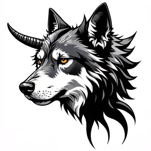 Spiritual Capricorn Wolf Head