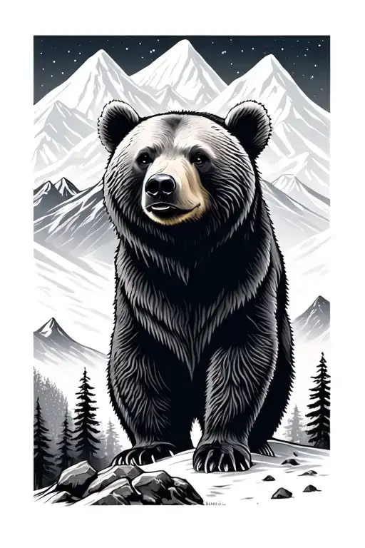 Mountain Scene With Bear