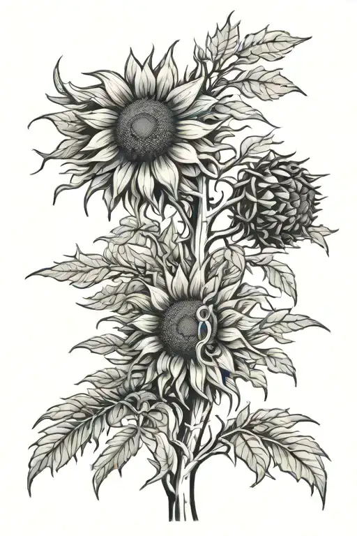Sunflower Pine Trees Tribal