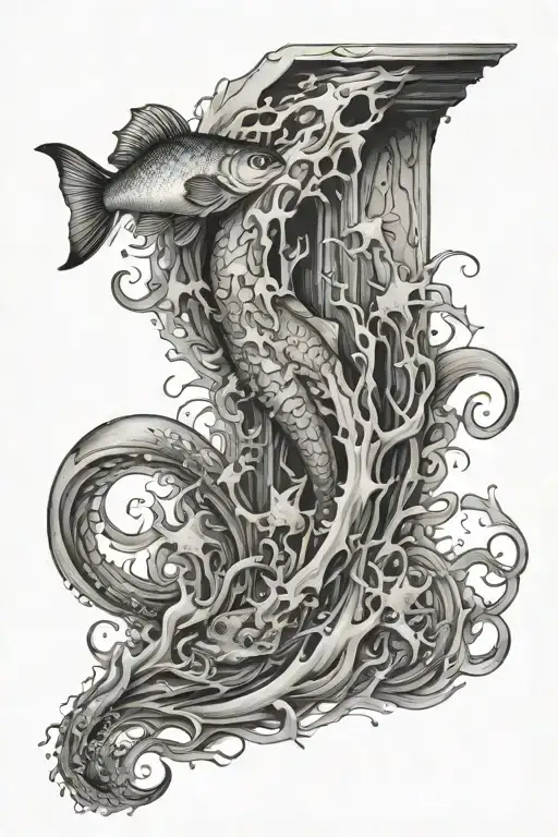 Underwater Scene Black And Gray Leg Sleeve