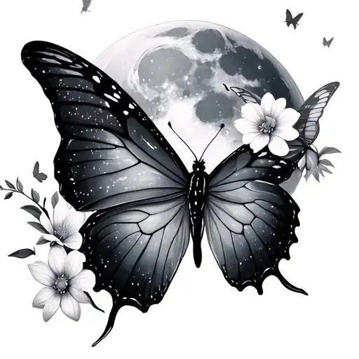 Flowers Galaxy Moon Butterflys Flying