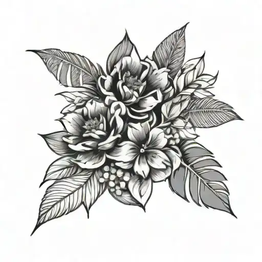 Desert Plants With Hawaiian Flowers Bouquet Sleeve