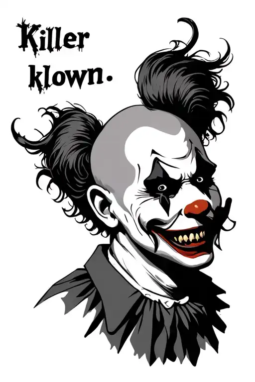 Scary Clown With No Hair And Written Under The Clown I Want It To Say Killer Klown