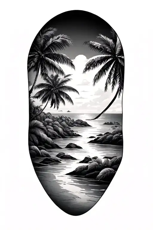 Palm Trees And Map Outline