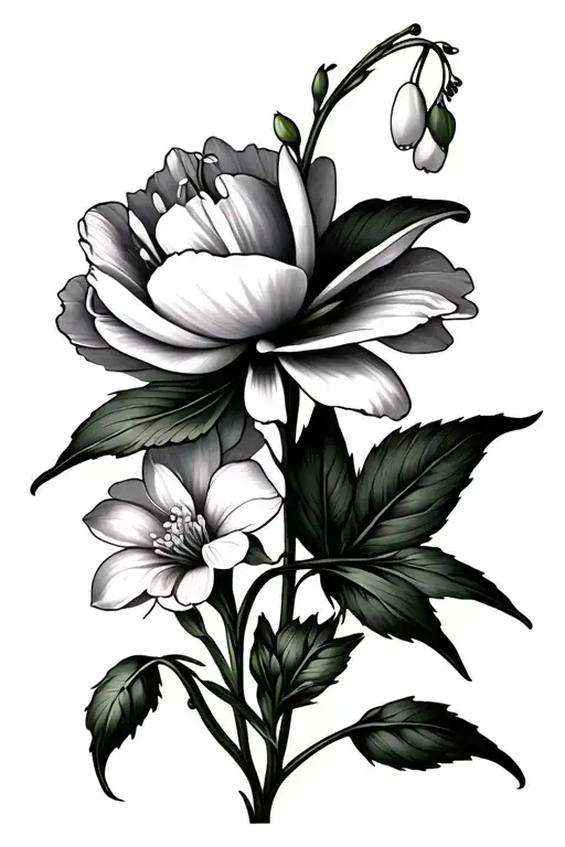 Lily Of The Valley And Sweet Pea And Peony Flowers