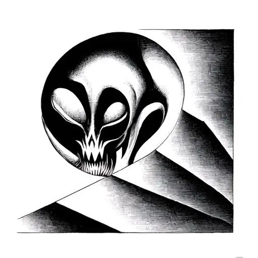A Mix Of Hr Geiger Alien And Mc Escher Inspired Optical Illusion