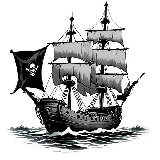 Black Flag Pirate Ship