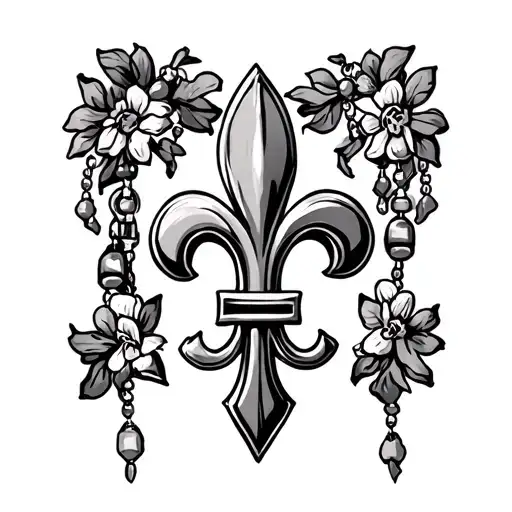 Fleur De Lys With Catholic Rosary