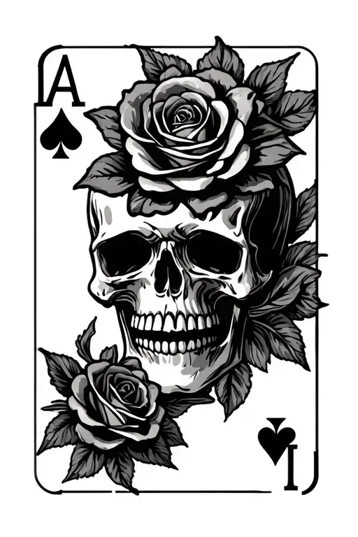 Skull Roses Ace Playing Card