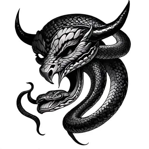 Half Oni Mask With Snake Wrapping