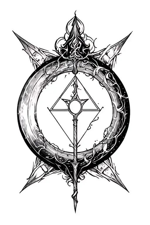 Aways Magical Triangle And Circle With Wand In The Middle No Background