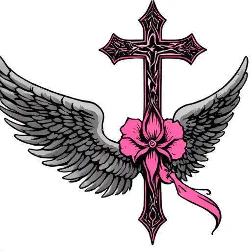 Pink Cross Angel Wings