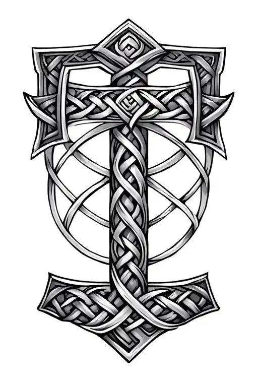 Viking Celtic Weave Thors Hammer Sleeve