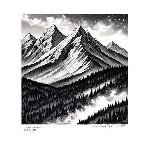 Mountain And Forrest With Fire