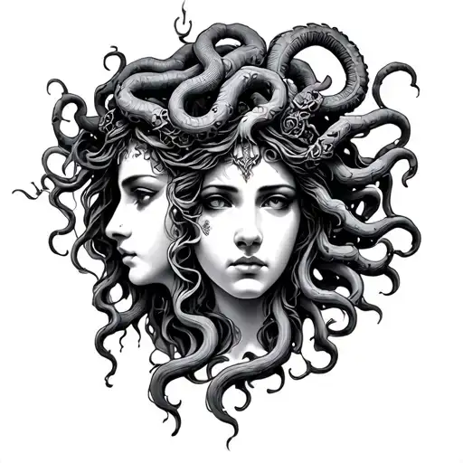 Goddess Lillith And Medusa Face