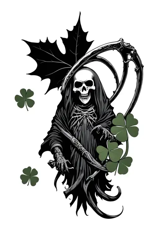Reaper Full Body With Maple Leaf And Four Leaf Clover