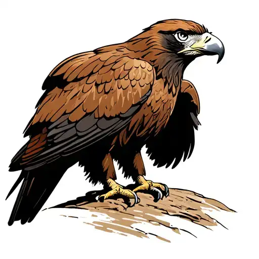 Brown Eagle Perched