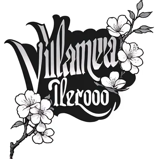 Villanueva Lettering With Cherry Blossom Branch