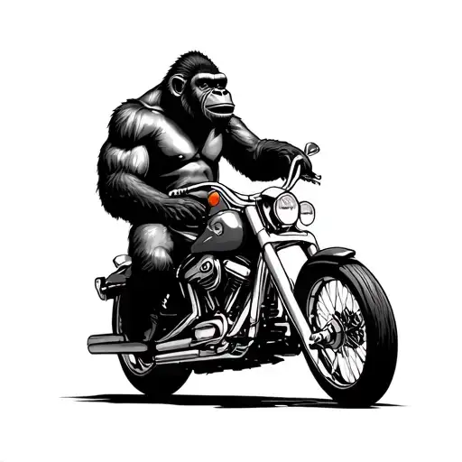 1 Arm Gorilla Ridding A Motorcycle