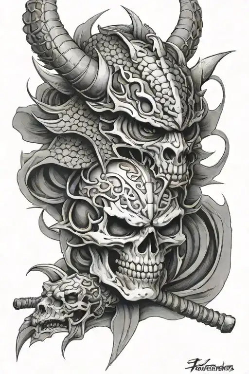 Skull Samurai Dragon Wrapped