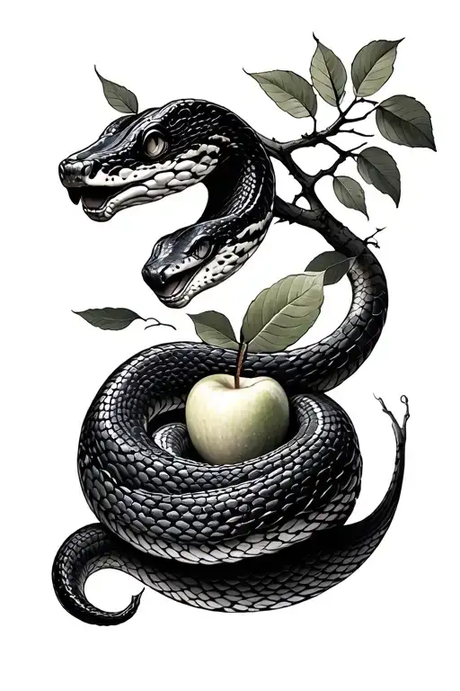Snake With Tree And Apple