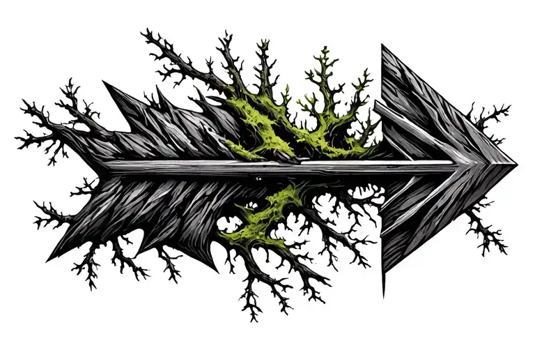 Arrow Forward With Moss And Branches Reaching Towards