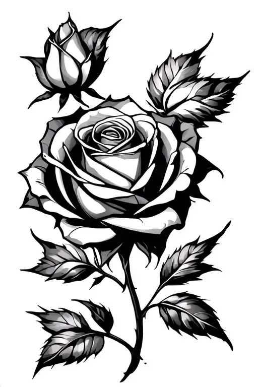 Geomettric Small Black Rose