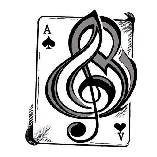 Cards And Music Note Intertwined