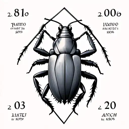 A Cockroach In A Geometrical Pattern With Three Dates In Roman Numbers Around It