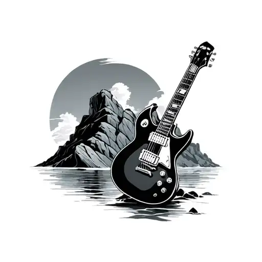 Guitar And Rocky Coast
