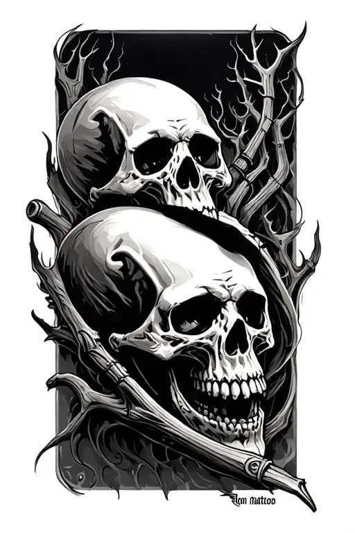 Iron Maiden Grim Tattoo Featuring Skulls