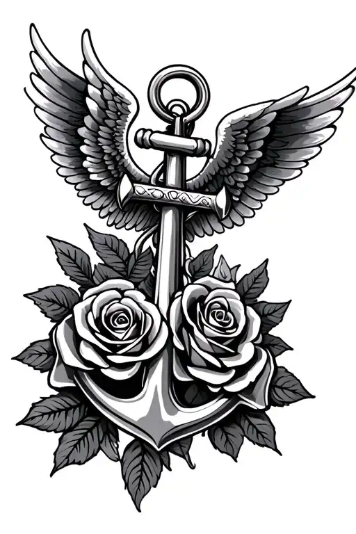 Anchor Angel Wings Roses