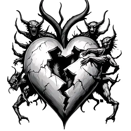 Broken Heart With Demons Escaping