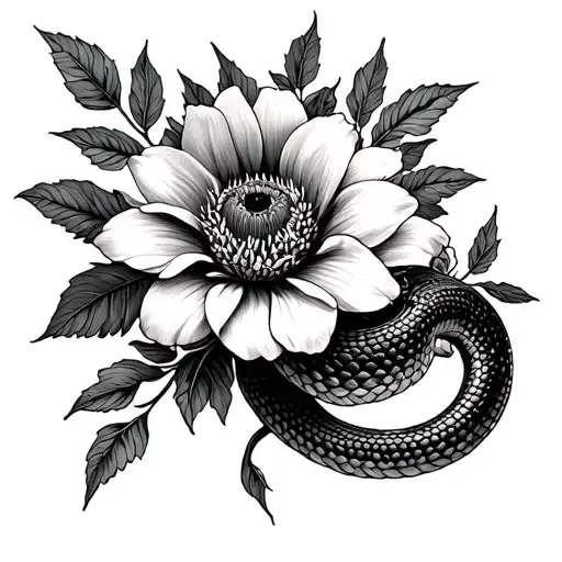 November And August November Birth Flower Surrounded By A Snake For Spine