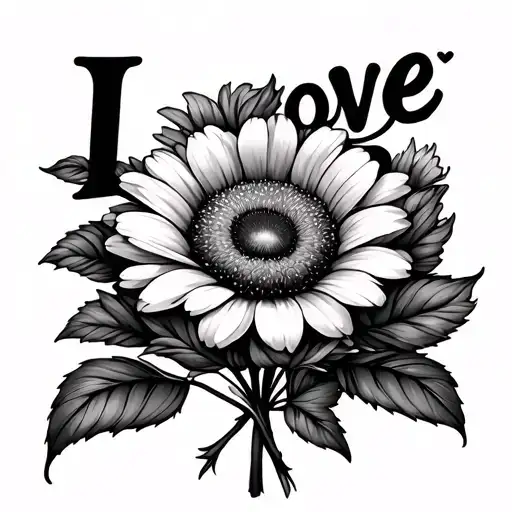 Big Flower Bouquet With I Love You On The Stem Wrapped