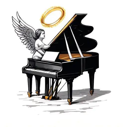 Piano And Angel Halo Ring
