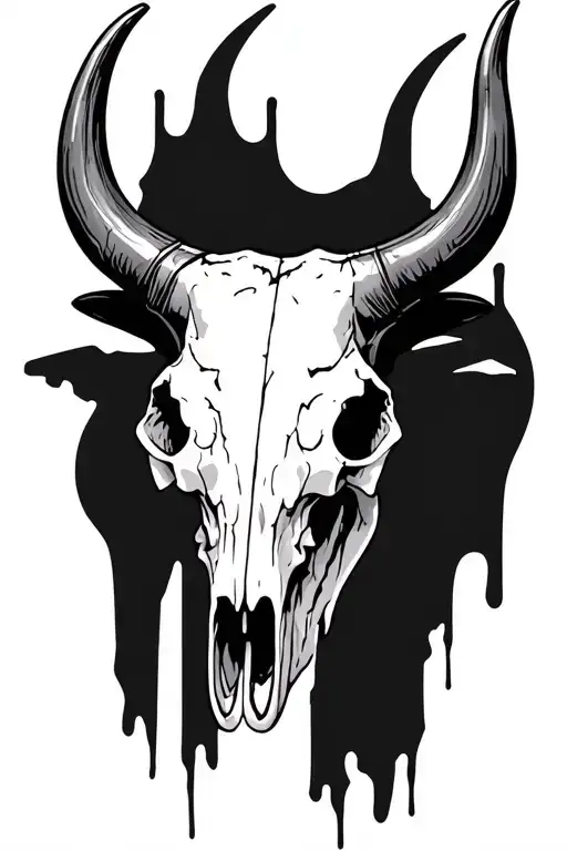 Decaying Bull Skull Metal Plate