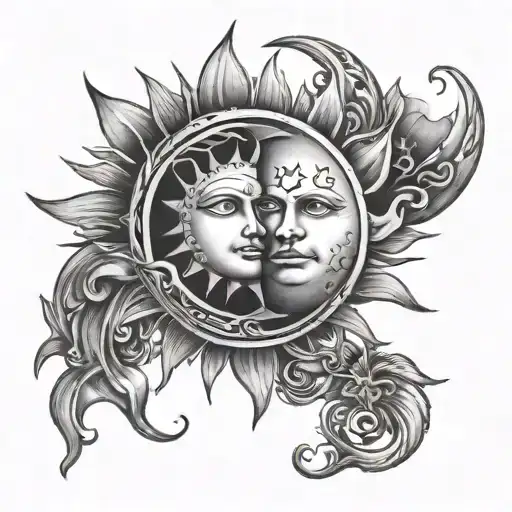 Sun And Moon Shining Light