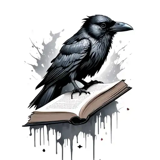 Decaying Crow With Open Book