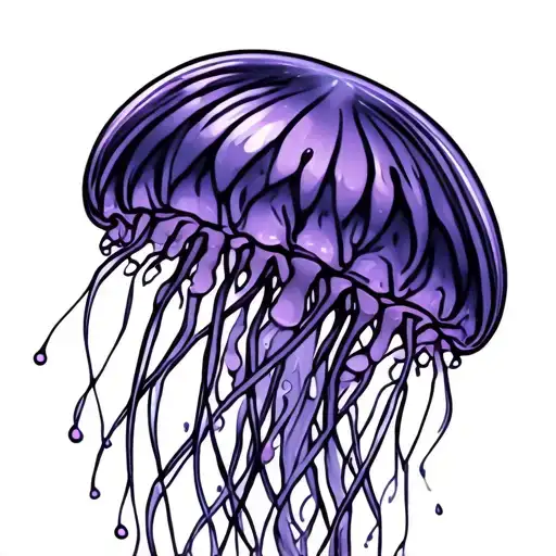 Neon Jellyfish With Purple Background