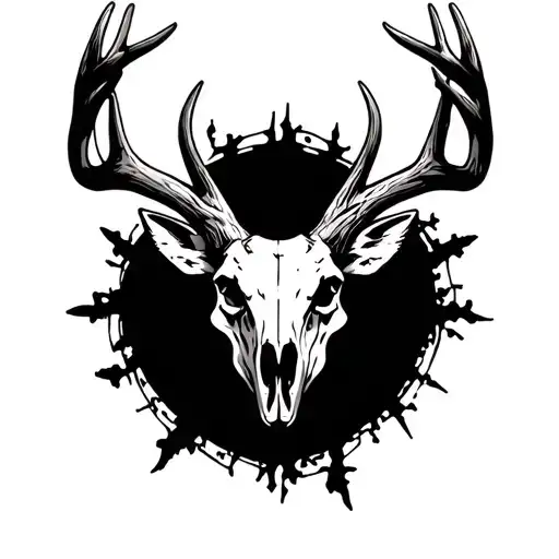 Deer Skull With Antlers 8 Points