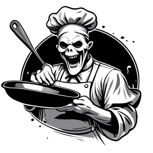Ghost Chef Holding A Pan In His Hand In Basic