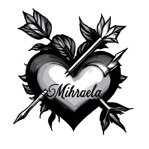 Heart With Arrow Piercing Name In The Heart Mihaela