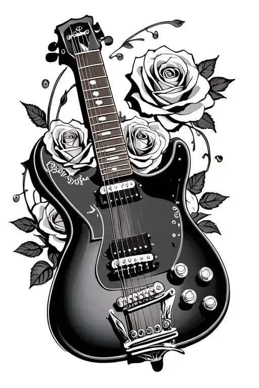 Guitar Neck And Roses